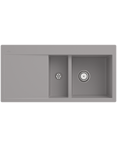 Villeroy und Boch Subway sink 67121FKD basin on the right, with waste set and manual operation, Fossil