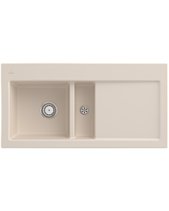 Villeroy und Boch Subway 60 Einbauspüle 677001FU links, mit Ablaufgarnitur, Handbetätigung, 1000 x 510 mm, ivory CeramicPlus