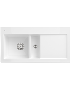 Villeroy und Boch Subway 60 Einbauspüle 677001KG links, mit Ablaufgarnitur, Handbetätigung, 1000 x 510 mm, snow white CeramicPlus