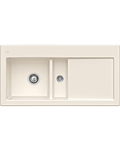 Villeroy und Boch Subway Flush-mounted sink 67702FKR left-hand basin, with drain fitting and eccentric actuation, Crema