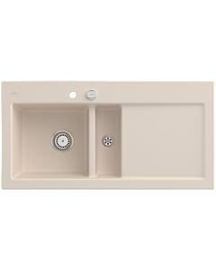 Villeroy und Boch Subway 60 built-in sink 677002FU left, with drain fitting, eccentric operation, 1000 x 510 mm, ivory CeramicPlus