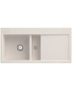 Villeroy und Boch Subway Flush-mounted sink 67701FKR left-hand basin, with drain fitting and manual operation, Crema