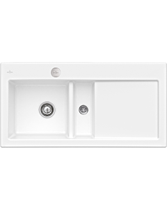 Villeroy und Boch Subway Flächenbündige Spüle 67702FR1 Becken links, mit Ablaufgarnitur und Excenterbetätigung, weiß