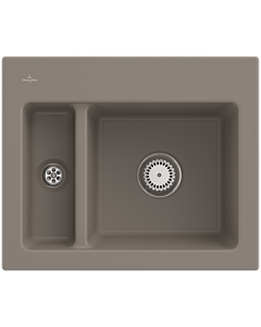 Villeroy und Boch Subway 60 XM built-in sink 678001TR with waste set, 620 x 510 mm, manual operation, timber CeramicPlus