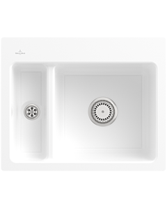 Villeroy und Boch Subway Flächenbündige Spüle 67801FKG mit Ablaufgarnitur und Handbetätigung, Snow White