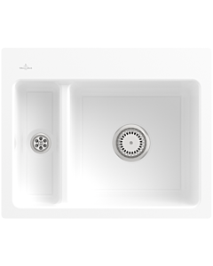 Villeroy und Boch Subway Flächenbündige Spüle 67801FR1 mit Ablaufgarnitur und Handbetätigung, weiß