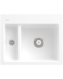 Villeroy und Boch Subway sink 67801FRW with waste set and manual operation, stone white