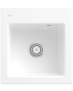 Villeroy und Boch Subway 45 XS built-in sink 678101RW with waste set, 475 x 510 mm, manual operation, stone white CeramicPlus