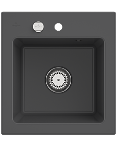 Villeroy & Boch Subway 45 XS built-in sink 678102i4 with drain fitting and eccentric operation, 475 x 510 mm, Graphite