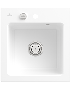 Villeroy & Boch Subway 45 XS built-in sink 678102KG with drain fitting and eccentric operation, 475 x 510 mm, Snow White
