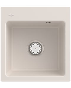 Villeroy und Boch Subway Flächenbündige Spüle 67811FKR mit Ablaufgarnitur und Handbetätigung, Crema