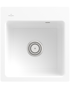 Villeroy und Boch Subway Flächenbündige Spüle 67811FR1 mit Ablaufgarnitur und Handbetätigung, weiß