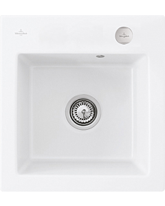 Villeroy und Boch Subway Flächenbündige Spüle 67812FRW mit Ablaufgarnitur und Exzenterbetätigung, Stone White