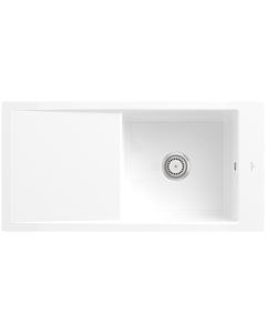 Villeroy und Boch Timeline 60 Flat Flächenbündige Spüle 67901FR1 mit Ablaufgarnitur und Handbetätigung, weiß