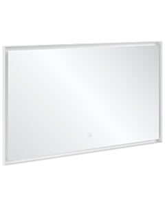 Villeroy und Boch Subway 3. 1930 Spiegel A4631300 cadre en aluminium, 130 x 75 x 4,75 cm, blanc mat, variateur à capteur, compatible maison intelligente