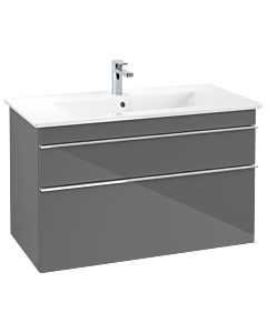 Villeroy und Boch Venticello A92601FP 95,3 x 59 x 50,2 cm, lavabo au milieu, poignée chromée, Glossy Grey