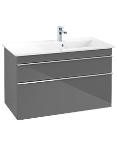Villeroy und Boch Venticello A92801FP 95,3 x 59 x 50,2 cm, lavabo à droite, poignée chromée, Glossy Grey