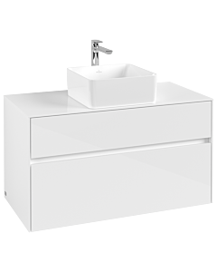 Villeroy und Boch Collaro Waschtischunterschrank C03800DH 100 x 54,8 x 50 cm, Waschtisch mittig, Glossy White