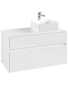 Villeroy und Boch Collaro Waschtischunterschrank C04000DH 100 x 54,8 x 50 cm, Waschtisch rechts, Glossy White