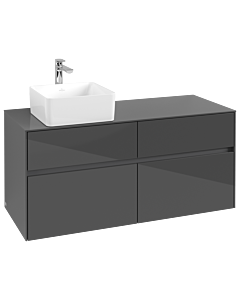 Villeroy und Boch Collaro Waschtischunterschrank C04200FP 120 x 54,8 x 50 cm, Waschtisch links, Glossy Grey