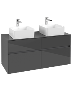 Villeroy und Boch Collaro Waschtischunterschrank C04400FP 120 x 54,8 x 50 cm, für 2 Waschtische, Glossy Grey