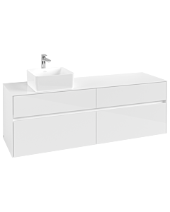 Villeroy und Boch Collaro Waschtischunterschrank C05000DH 160 x 54,8 x 50 cm, Waschtisch links, Glossy White