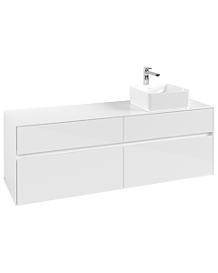 Villeroy und Boch Collaro Waschtischunterschrank C05100DH 160 x 54,8 x 50 cm, Waschtisch rechts, Glossy White