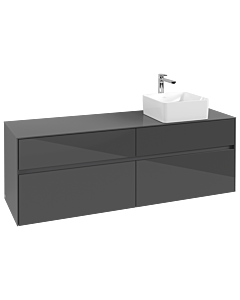 Villeroy und Boch Collaro Waschtischunterschrank C05100FP 160 x 54,8 x 50 cm, Waschtisch rechts, Glossy Grey