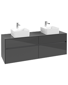 Villeroy und Boch Collaro Waschtischunterschrank C05200FP 160 x 54,8 x 50 cm, für 2 Waschtische, Glossy Grey