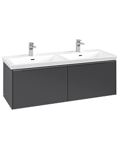 Villeroy und Boch Subway 3.0 Waschtisch-Unterschrank C56700VR 127,2x42,9x47,8cm, ohne LED/Griff Aluminium glänzend, graphite
