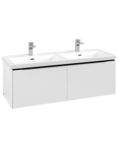Villeroy und Boch Subway 3.0 Waschtisch-Unterschrank C567L1VF 127,2x42,9x47,8cm, mit LED/Griff Volcano black, pure white