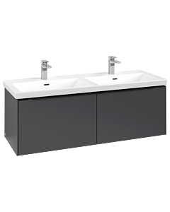 Villeroy und Boch Subway 3.0 Waschtisch-Unterschrank C567L1VR 127,2x42,9x47,8cm, mit LED/Griff Volcano black, graphite