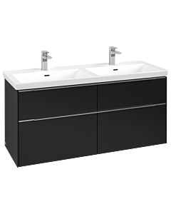Villeroy und Boch Subway 3.0 Waschtisch-Unterschrank C56800VL 127,2x56,6x47,8cm, ohne LED/Griff Aluminium glänzend, volcano black
