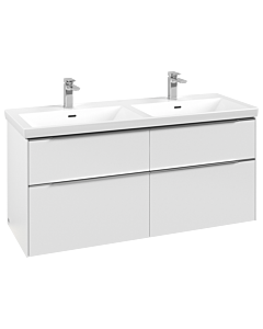 Villeroy und Boch Subway 3. 1930 vanity unit C568L0VF 127.2x56.6x47.8cm, with LED / handle aluminum glossy, pure white