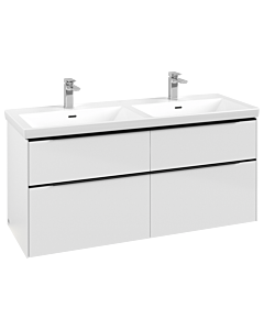 Villeroy und Boch Subway 3.0 Waschtisch-Unterschrank C568L1VE 127,2x56,6x47,8cm, mit LED/Griff Volcano black, brilliant white