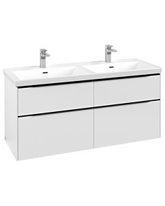 Villeroy und Boch Subway 3.0 Waschtisch-Unterschrank C568L1VF 127,2x56,6x47,8cm, mit LED/Griff Volcano black, pure white