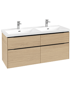 Villeroy und Boch Subway 3.0 Waschtisch-Unterschrank C568L1VJ 127,2x56,6x47,8cm, mit LED/Griff Volcano black, nordic oak