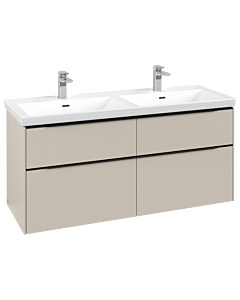 Villeroy und Boch Subway 3.0 Waschtisch-Unterschrank C568L1VN 127,2x56,6x47,8cm, mit LED/Griff Volcano black, cashmere grey