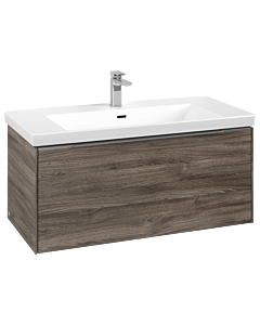 Villeroy und Boch Subway 3.0 Waschtisch-Unterschrank C56900RK 97,3x42,9x47,8cm, ohne LED/Griff Aluminium glänzend, stone oak