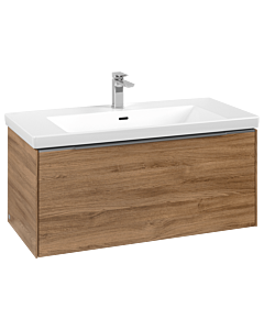 Villeroy und Boch Subway 3. 1930 vanity unit C569L0RH 97.3x42.9x47.8cm, with LED / handle aluminum glossy, kansas oak