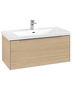 Villeroy und Boch Subway 3.0 Waschtisch-Unterschrank C569L0VJ 97,3x42,9x47,8cm, mit LED/Griff Aluminium glänzend, nordic oak