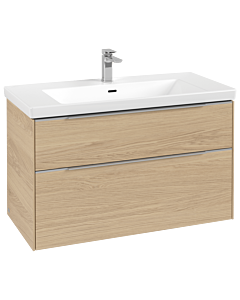 Villeroy und Boch Subway 3.0 Waschtisch-Unterschrank C57000VJ 97,3x57,6x47,8cm, ohne LED/Griff Aluminium glänzend, nordic oak
