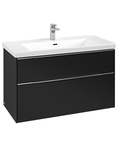 Villeroy und Boch Subway 3.0 Waschtisch-Unterschrank C57000VL 97,3x57,6x47,8cm, ohne LED/Griff Aluminium glänzend, volcano black