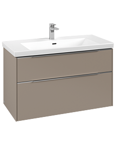 Villeroy und Boch Subway 3.0 Waschtisch-Unterschrank C57000VM 97,3x57,6x47,8cm, ohne LED/Griff Aluminium glänzend, taupe