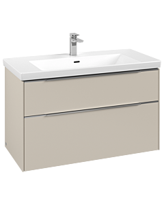 Villeroy und Boch Subway 3.0 Waschtisch-Unterschrank C57000VN 97,3x57,6x47,8cm, ohne LED/Griff Aluminium glänzend, cashmere grey