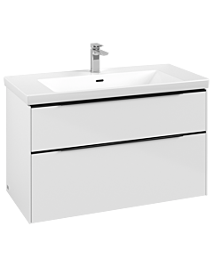 Villeroy und Boch Subway 3. 1930 vanity unit C57001VE 97.3x57.6x47.8cm, without LED / handle Volcano black, brilliant white