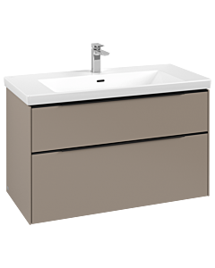 Villeroy und Boch Subway 3. 1930 vanity unit C57001VM 97.3x57.6x47.8cm, without LED / handle Volcano black, taupe