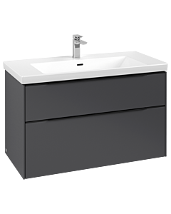 Villeroy und Boch Subway 3.0 Waschtisch-Unterschrank C57001VR 97,3x57,6x47,8cm, ohne LED/Griff Volcano black, graphite