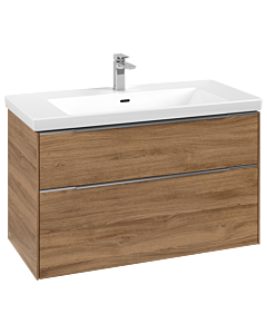 Villeroy und Boch Subway 3.0 Waschtisch-Unterschrank C570L0RH 97,3x57,6x47,8cm, mit LED/Griff Aluminium glänzend, kansas oak