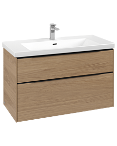 Villeroy und Boch Subway 3. 1930 vanity unit C570L1VJ 97.3x57.6x47.8cm, with LED / handle Volcano black, nordic oak